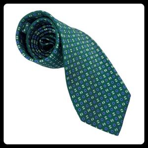 Petronius 1926 100% Silk Tie Men's Green Floral Necktie Luxury ITALY 3"